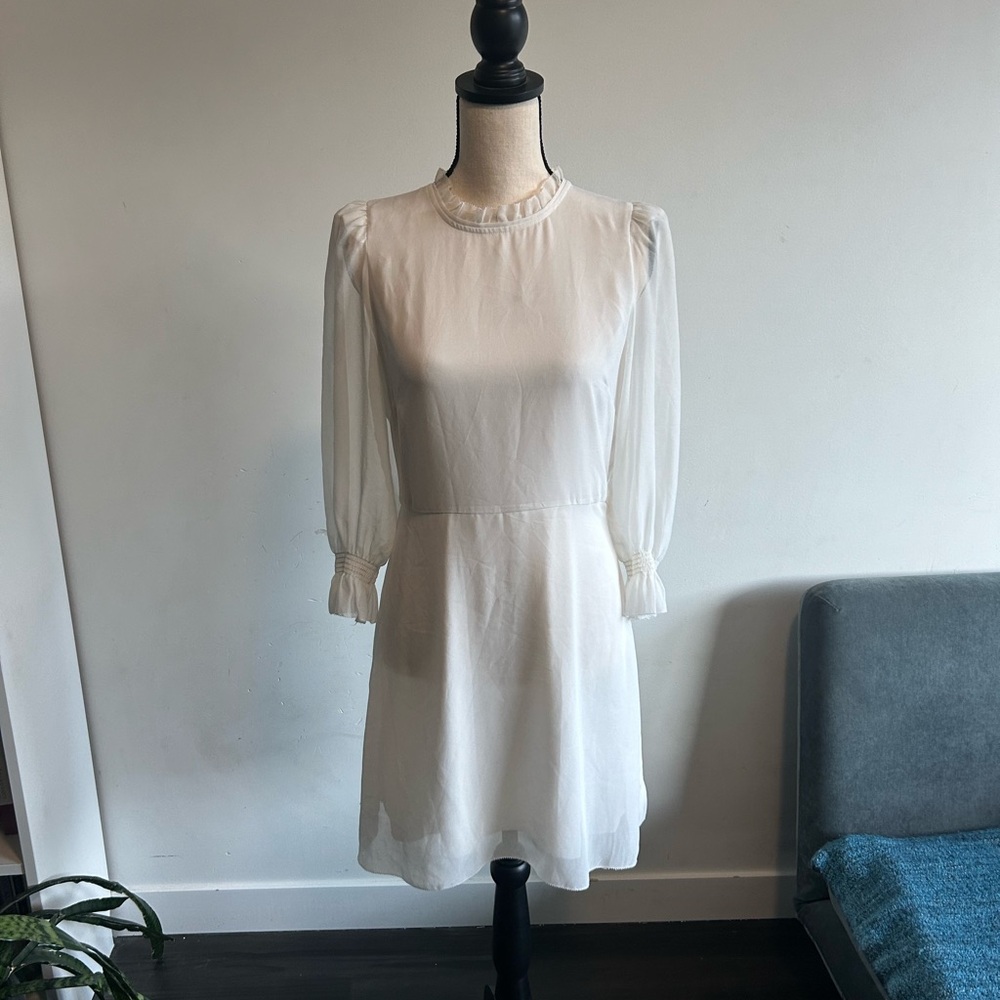 Wilfred Sheer Sleeve White Dress